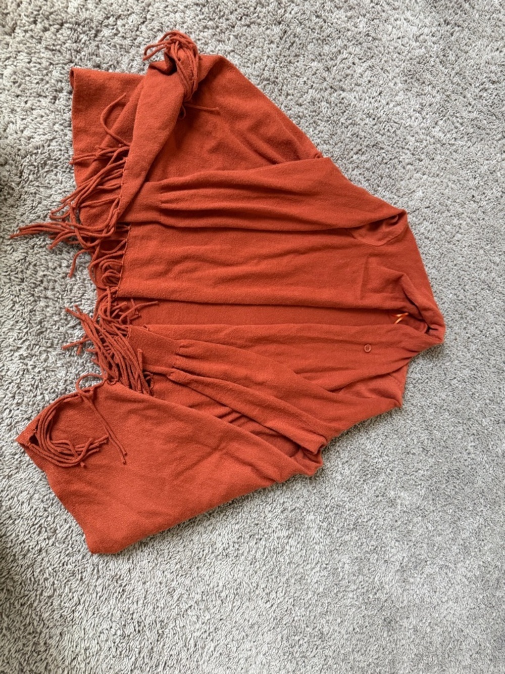 Preloved Rust Orange Fringe Wrap Shawl